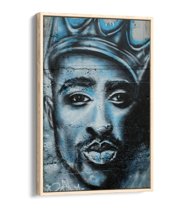 TUPAC GRAFFITI -FLOAT EFFECT CANVAS WALL ART PIC PRINT- GREY WHITE