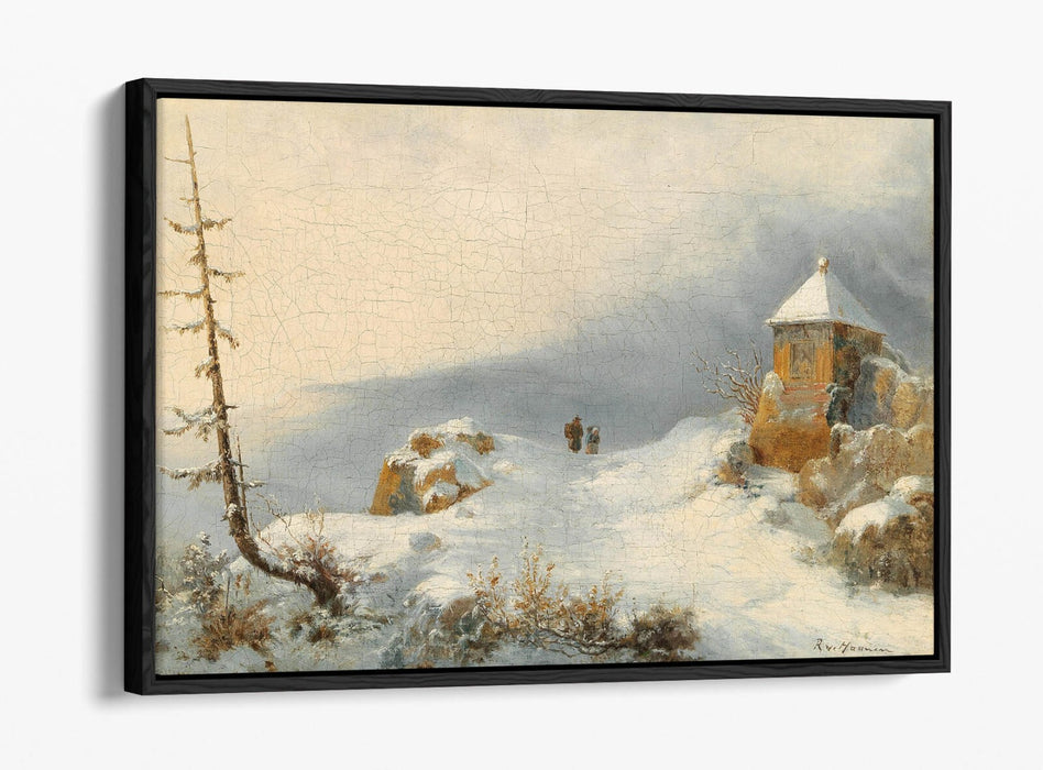 REMIGIUS ADRIANUS HAANEN, WINTER LANDSCAPE -FLOAT EFFECT CANVAS WALL ART PRINT