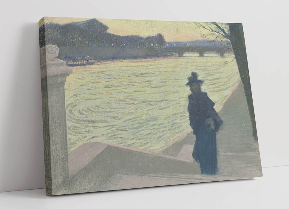 ARMAND POINT, QUAYS OF THE SEINE AT NIGHT -CANVAS WALL ARTWORK PICTURE PRINT