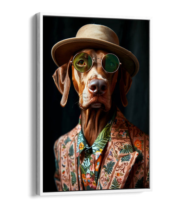 Funky Dog Canvas Art - Float Effect Canvas Wall Decor With Suit And Sunglasses