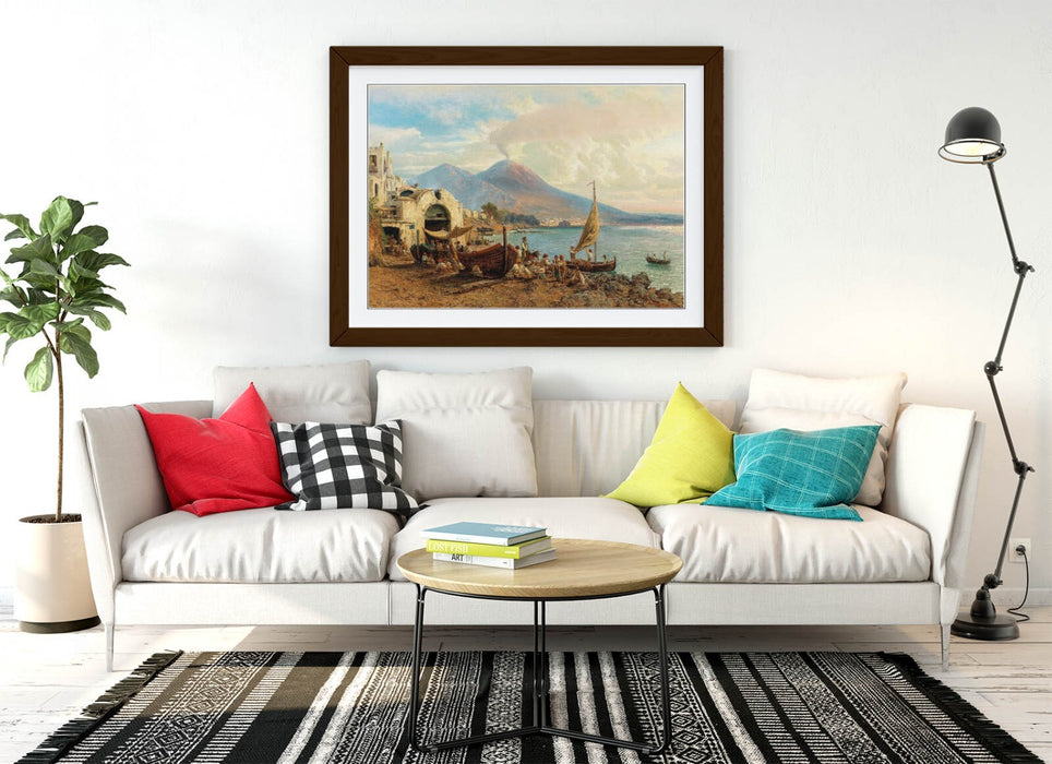 Framed Wall Art Poster - Fisherman In Bay Of Naples | Uk Handmade Frame