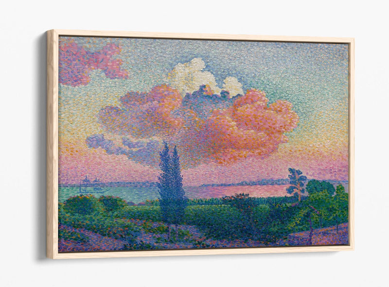 Float Effect Canvas Art - Pink Cloud Artwork on Handmade MDF Frame Canvas Print
