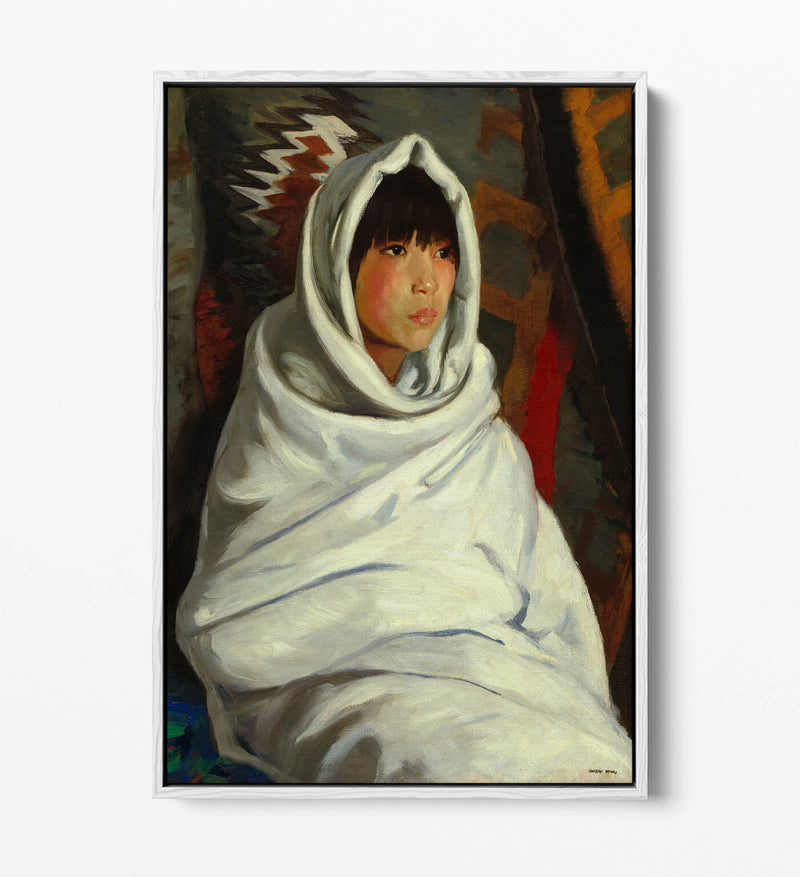 Canvas Wall Art Print - Girl in White Blanket | Handmade Float Effect Canvas