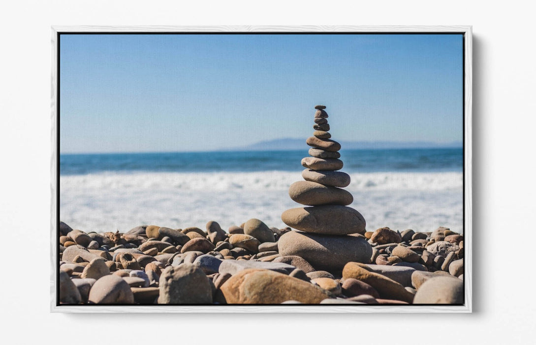 Canvas Wall Art – Stacked Zen Stones Float Effect Canvas Print | Beach Home Decor