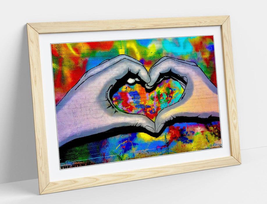 Framed Wall Art – Colorful Heart Hands Poster | Handmade UK Wall Art Print