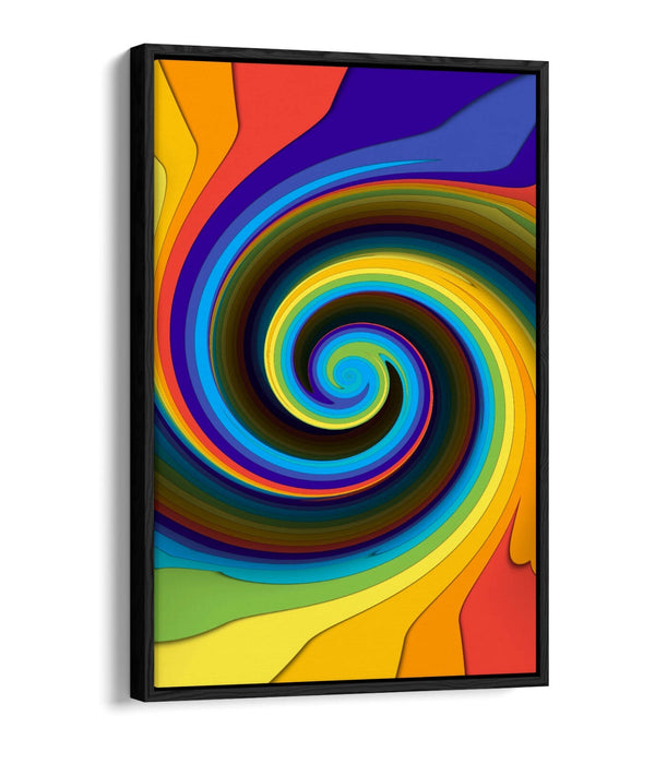 Abstract Canvas Wall Art - Colourful Swirl Print With Float Effect Frame