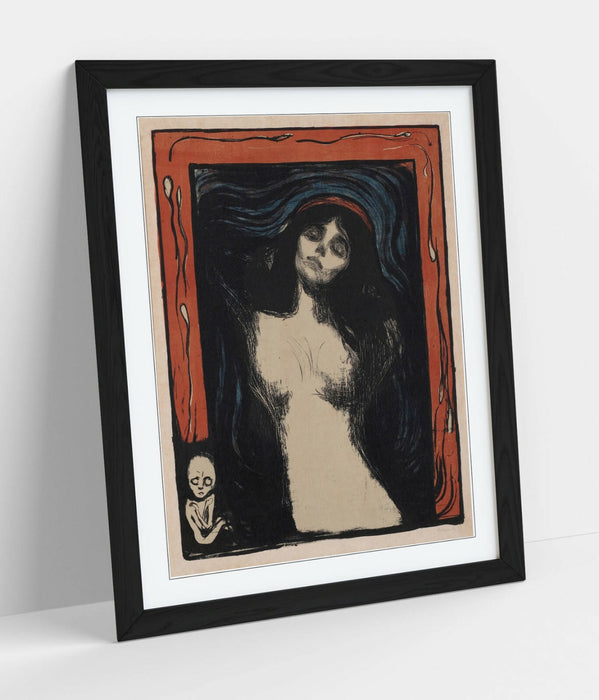 Edvard Munch Framed Poster – Madonna Art Print With Woodgrain Frame Design