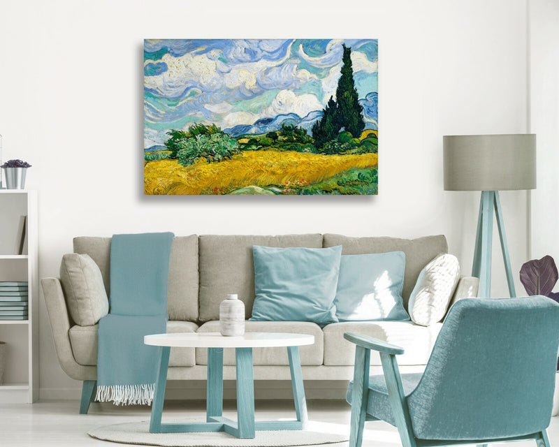 Van Gogh Canvas Art – Wheat Field with Cypresses Premium Handmade Canvas Print