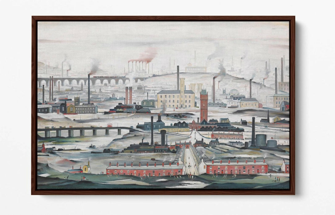 LS LOWRY INDUSTRIAL LANDSCAPE -FLOAT EFFECT CANVAS WALL ART PIC PRINT- WHITE