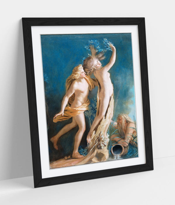 Framed Art Poster - Apollo And Daphne Wall Art Print With Wood Grain Frame