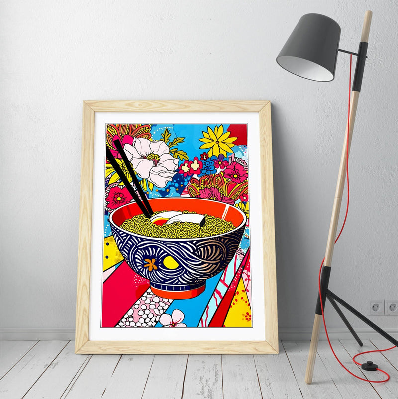 Ramen Wall Art - Framed Poster Print | Multi Color Kitchen & Bedroom Decor