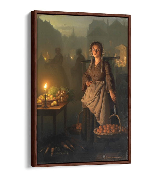 PETRUS VAN SCHENDEL, MARKET BY CANDLIGHT -FLOAT EFFECT CANVAS WALL ART PIC PRINT