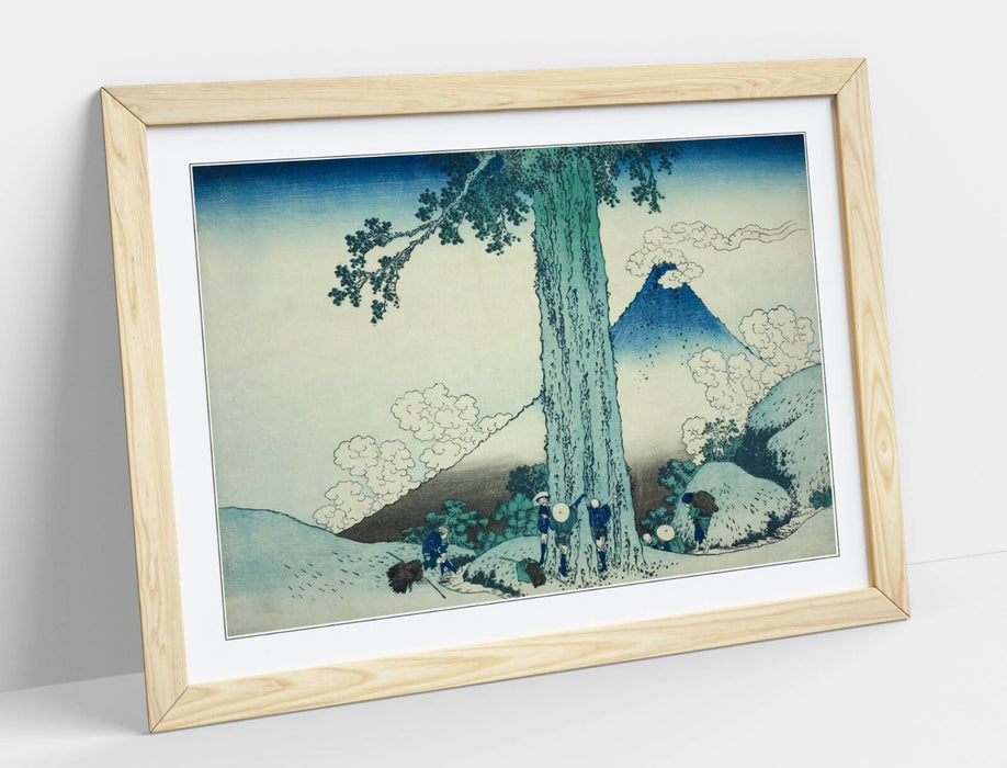 Framed Art Poster - Katsushika Hokusai Mishima Pass Artwork | Matte Finish, Woodgrain Frame