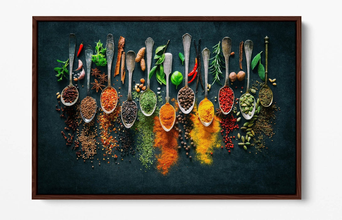 Canvas Wall Art – Herbs And Spices Spoons Kitchen Decor | Float Effect Print