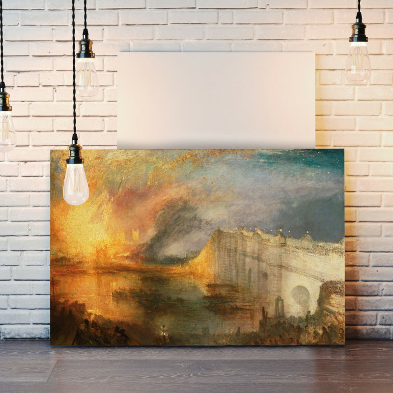 Canvas Wall Art – Framed Canvas Print of J M W Turner Burning Houses Painting