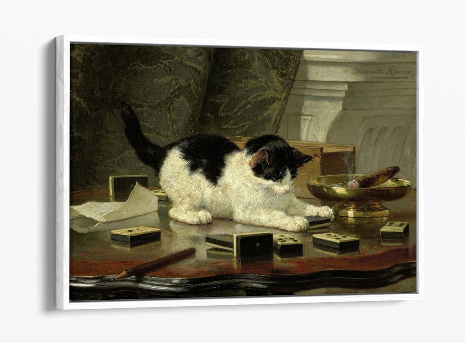 Float Effect Canvas Art - Handmade Kitten Canvas Print With Premium Float Frame