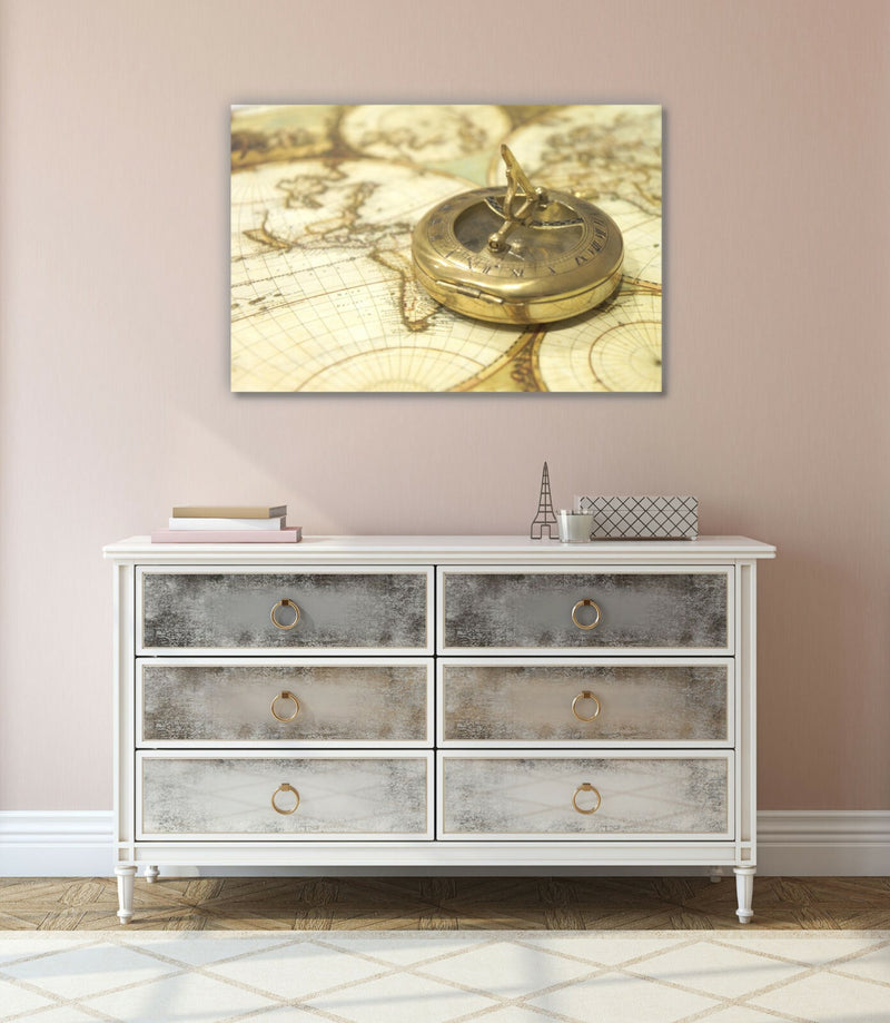 Vintage Compass Canvas - Handmade Map Wall Art Print | Deep Frame 30mm