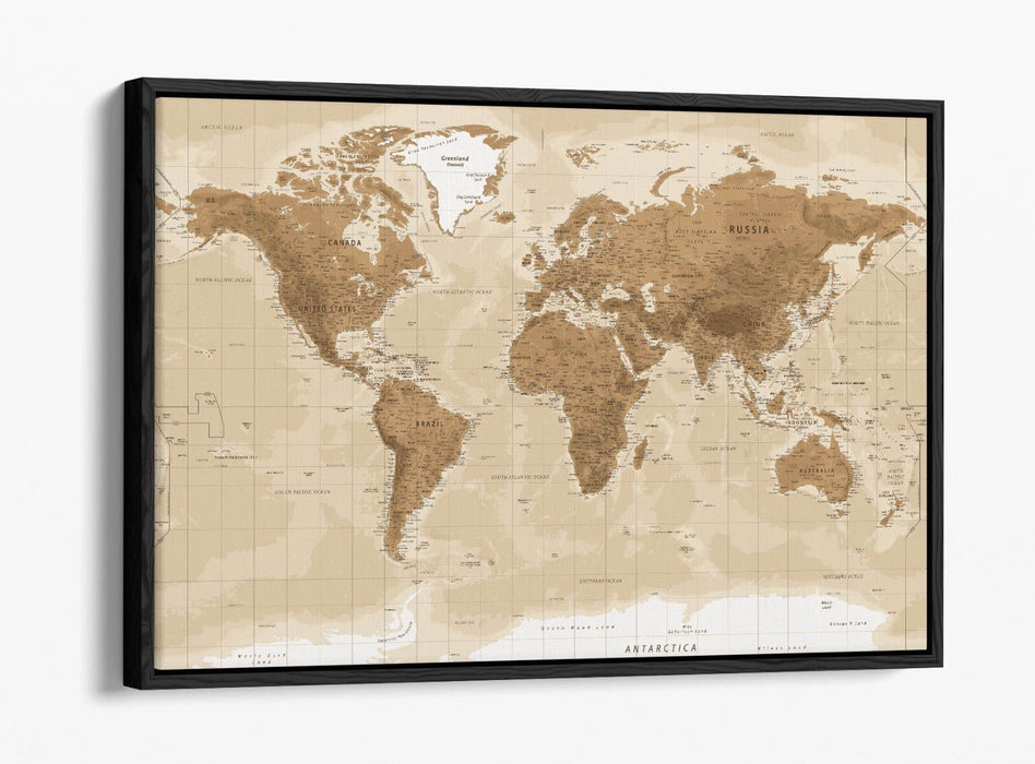 Vintage World Map Canvas – Handmade Canvas Art With Premium Varnish Finish