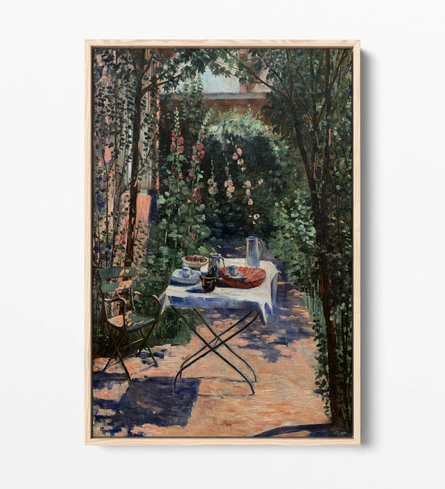 GEORGETTE AGUTTE, CAFE IN THE GARDEN -FLOAT EFFECT CANVAS WALL ART PRINT