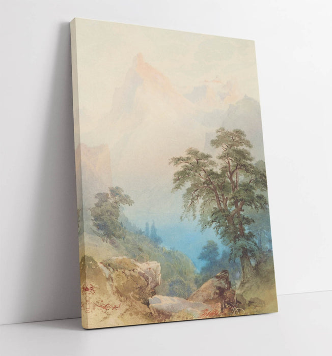 NICHOLAS CHEVALIER, A VIEW OF THE ALPS -CANVAS WALL ARTWORK PICTURE PRINT