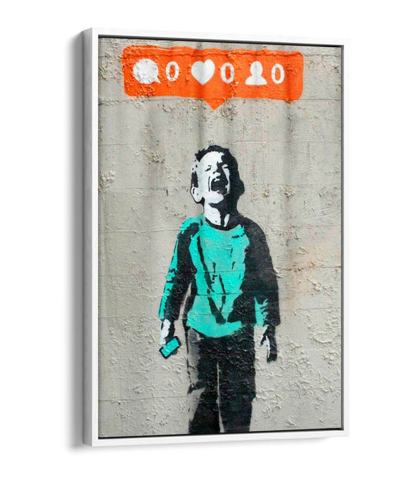 BANKSY "NO SOCIAL MEDIA" -FLOAT EFFECT CANVAS ART PRINT- GRAFFITI STREET ART