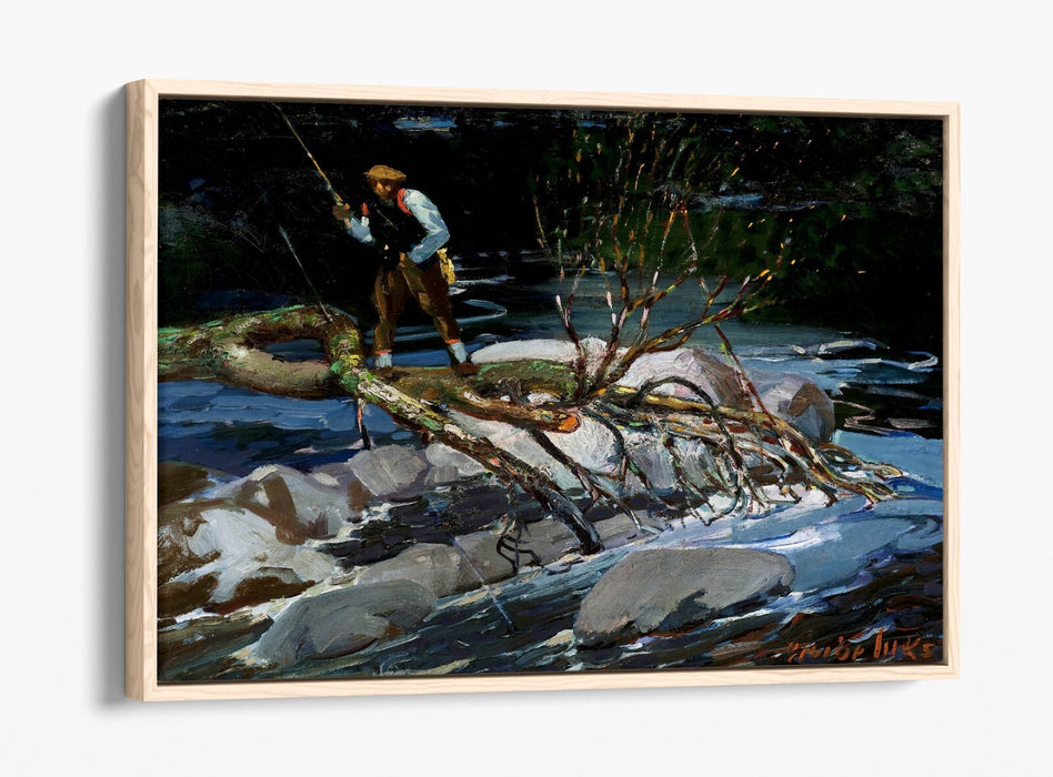 Canvas Wall Art - George Benjamin Luks Trout Fishing Painting | Premium Float Effect Frame