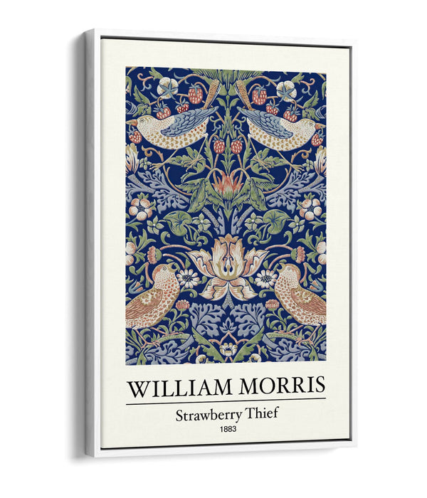 Float Effect Canvas Art – Handmade William Morris Strawberry Thief Print | Premium MDF Frame