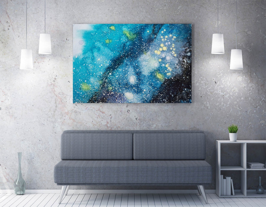 Canvas Wall Art - Abstract Blue Splash Print | Modern Home Artwork Ready To Hang