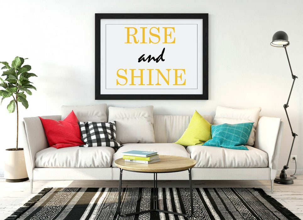 "RISE AND SHINE" INSPIRATIONAL BEDROOM QUOTE -FRAMED WALL ART PICTURE PRINT