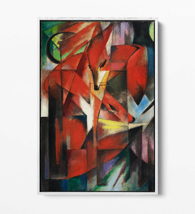 Canvas Wall Art – Franz Marc The Foxes Float Effect Print on Blue Navy Canvas