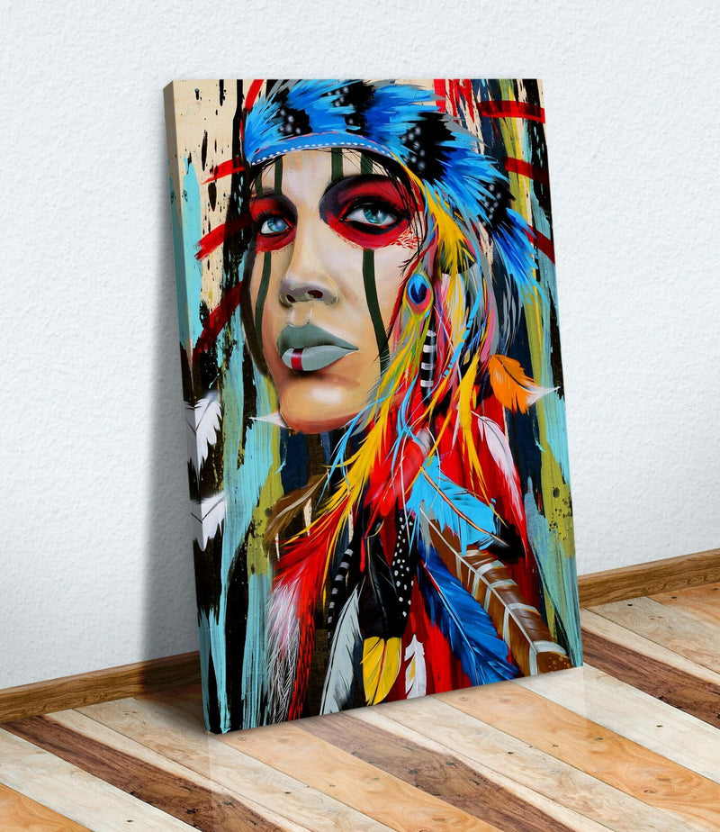 Native American Canvas Art – Abstract Woman Wall Art Print Ready To Hang