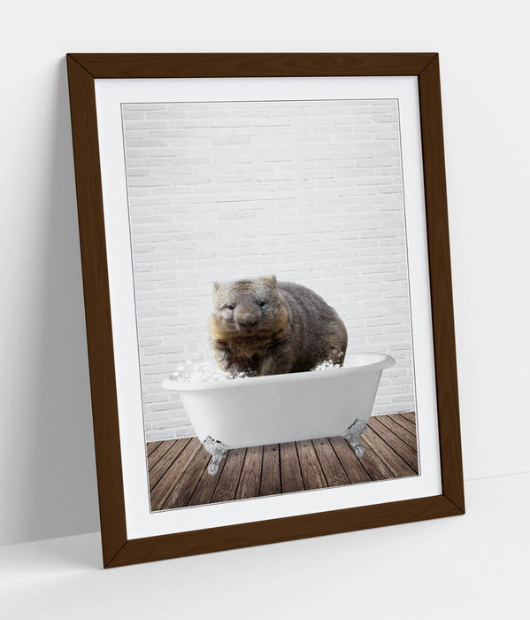 WOMBAT IN BATHTUB -ART FRAMED POSTER PICTURE PRINT BATHROOM ARTWORK