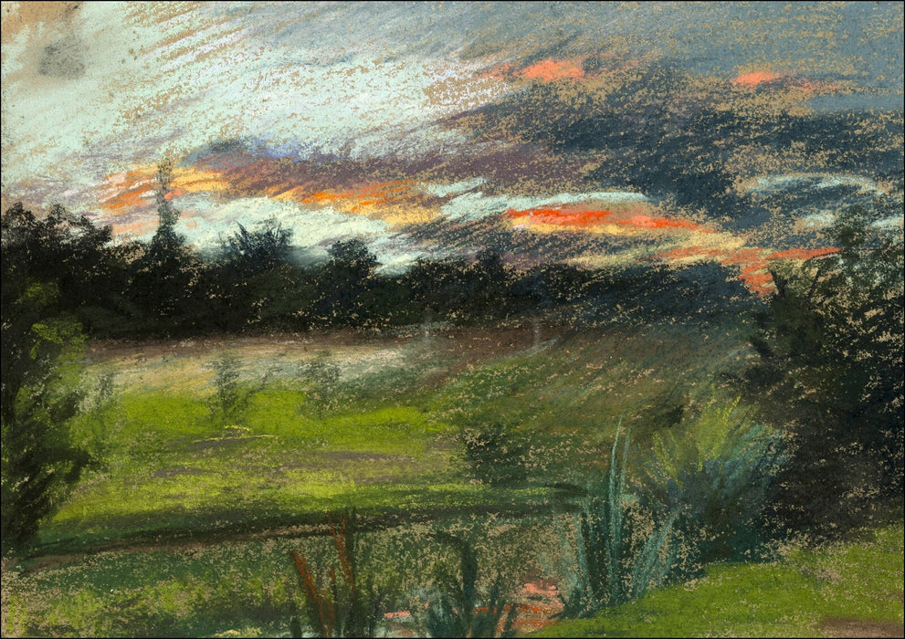 Framed Wall Art - Paul Huet Blue Orange Sky Painting | Matte Paper Print