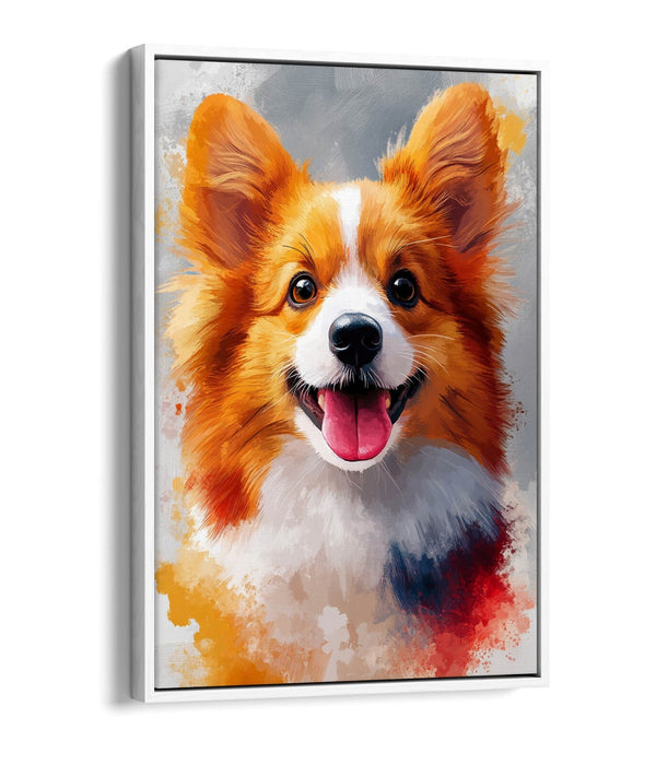 Dog Canvas Wall Art - Cute Smiling Dog Portrait With Tongue Out, Float Effect