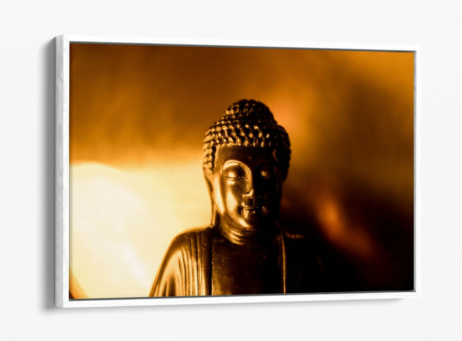 Buddha Canvas Art – Gold Buddha Statue Print With Float Effect Canvas