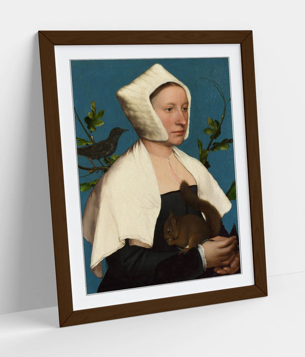 Framed Art Poster Featuring Hans Holbein The Younger Portrait | Handmade Woodgrain Frame