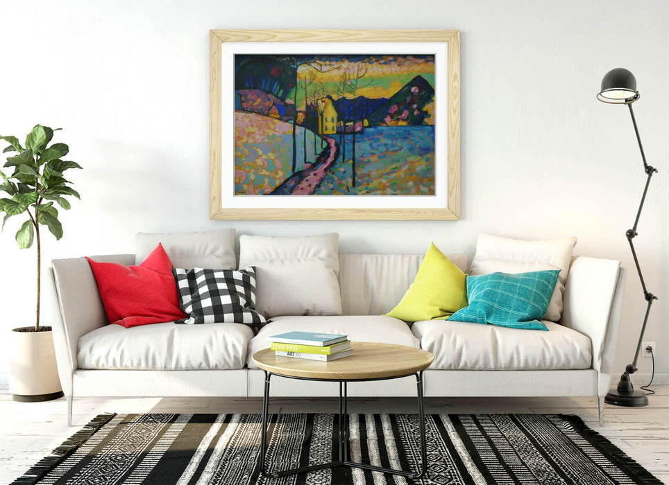 WASSILY KANDINSKY, WINTER LANDSCAPE -FRAMED WALL ART PICTURE PRINT ARTWORK- BLUE