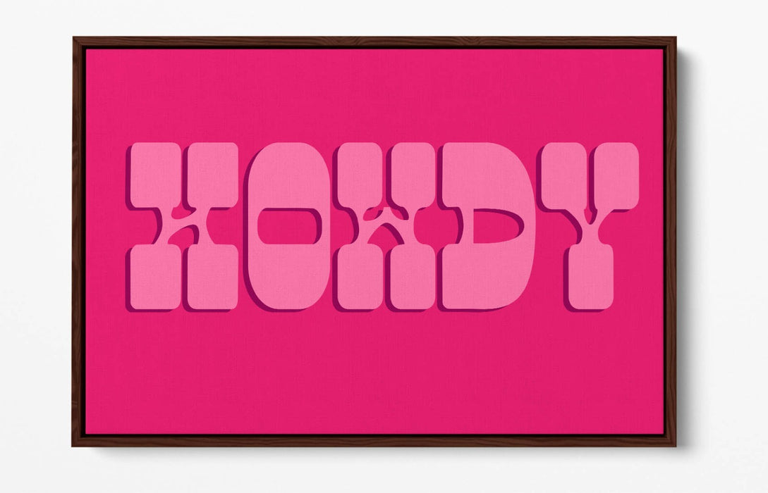 "HOWDY" TRENDY PINK COWBOY QUOTE -FLOAT EFFECT CANVAS WALL ART PRINT