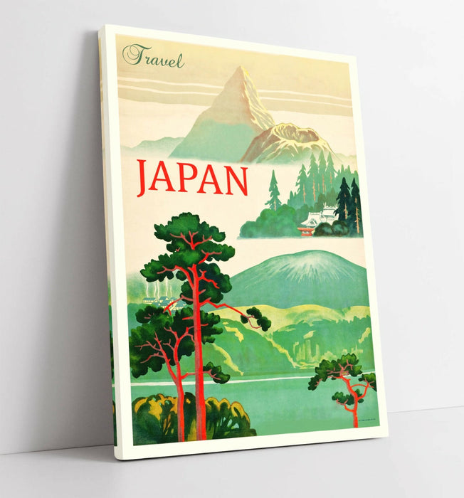 VINTAGE RETRO JAPAN TRAVEL POSTER -CANVAS WALL ART PICTURE PRINT- RED
