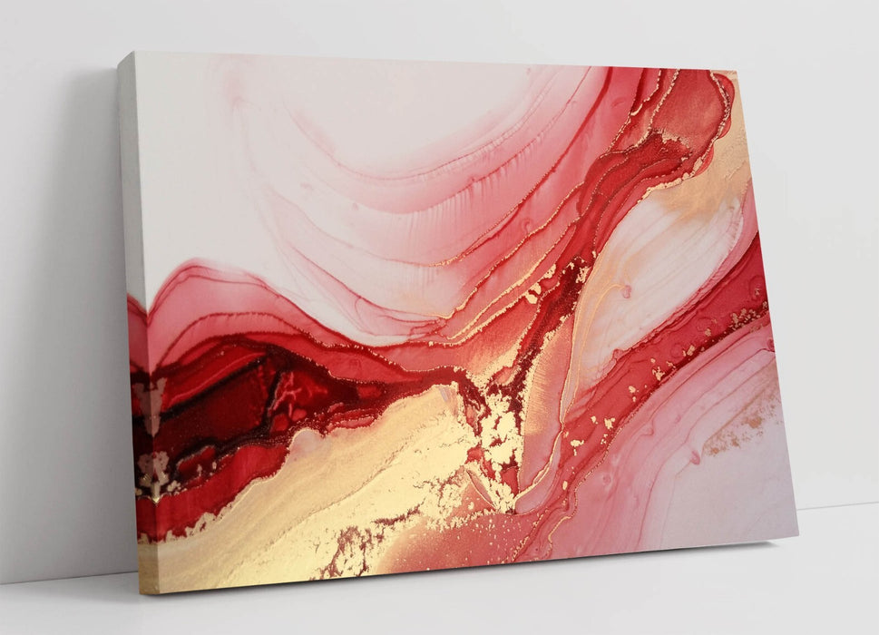 Marble Effect Canvas - Red Gold Wall Art | Handmade Bedroom Decor Print