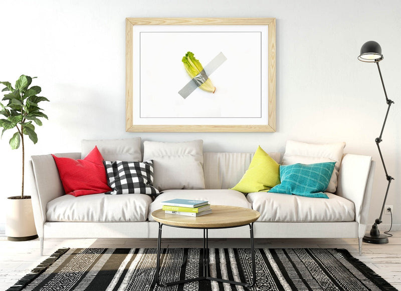 Framed Art Poster - Modern Kitchen Decor Wall Art Prints With Woodgrain Frame