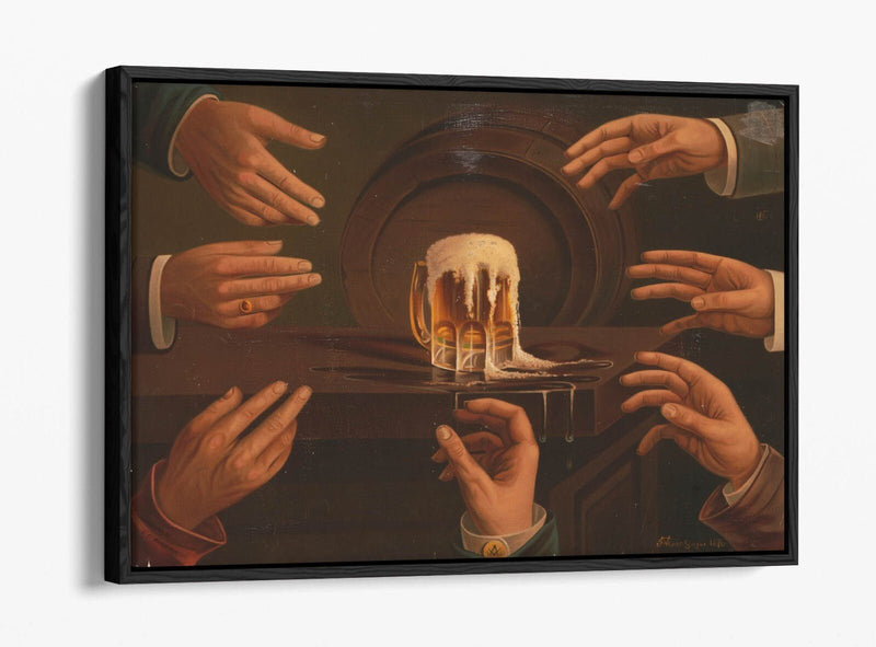 Canvas Wall Art - Men Reaching for Beer Mug | Handmade Float Effect Print