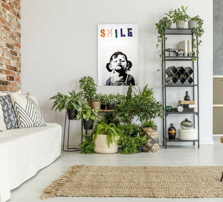 BANKSY CANVAS STREET WALL ART PRINT ARTWORK - PREMIUM VARNISHED SMILE