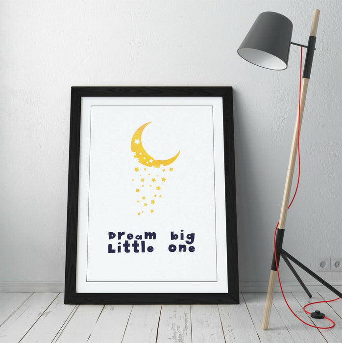 "DREAM BIG LITTLE ONE" WATERCOLOUR NURSERY QUOTE -FRAMED WALL ART PICTURE PRINT