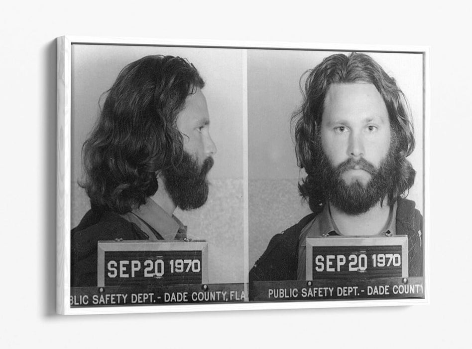 JIM MORRISON MUGSHOT 2 -FLOAT EFFECT CANVAS WALL ART PIC PRINT- BLACK & WHITE