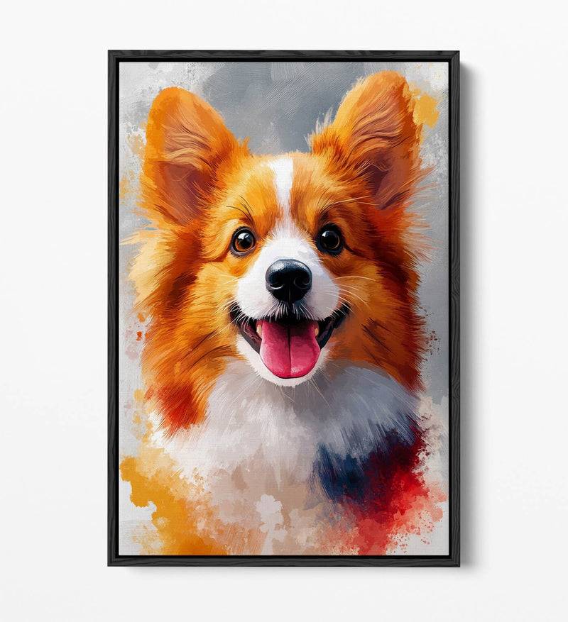 Dog Canvas Wall Art - Cute Smiling Dog Portrait With Tongue Out, Float Effect