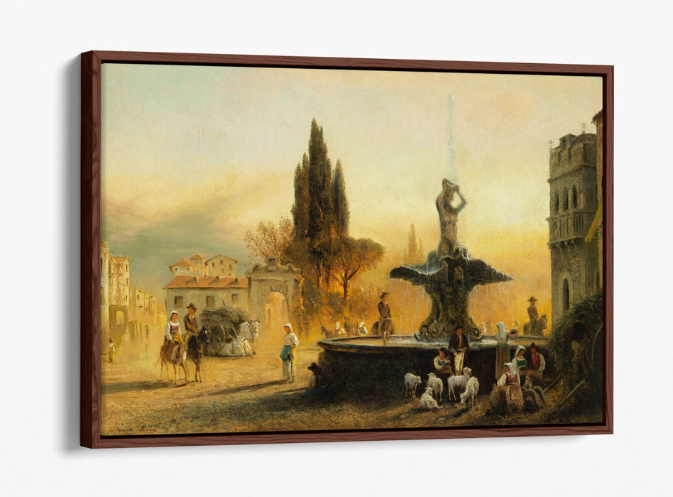 Float Effect Canvas Art | Albert Arnz Piazza Barberini Rome – Vibrant Handmade Wall Decor