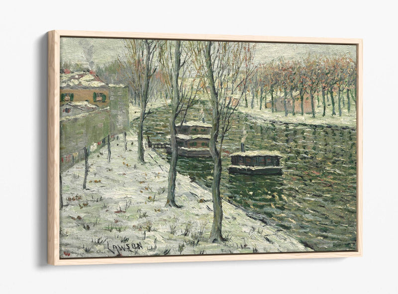 Canvas Wall Art - Ernest Lawson Houseboats Float Effect Canvas Print on MDF Frame