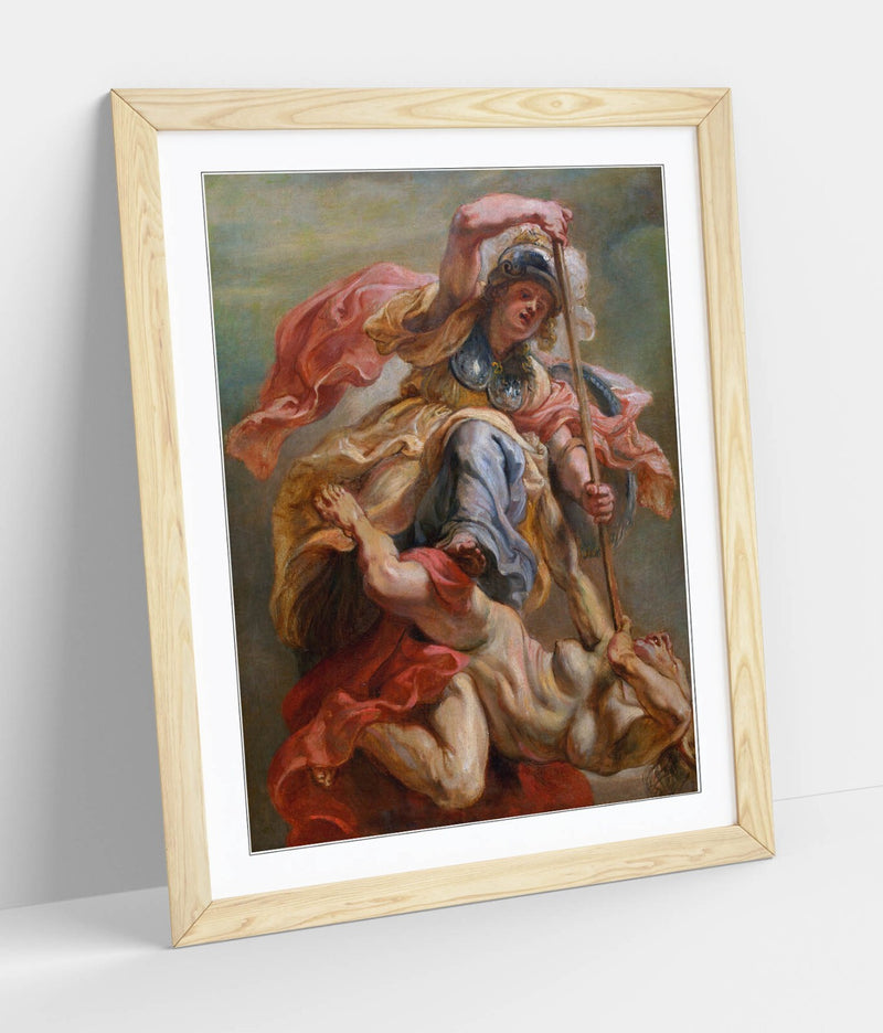 Framed Wall Art Poster | Peter Paul Rubens Minerva Slaying Discord Print - Matte Finish, Ready To Hang