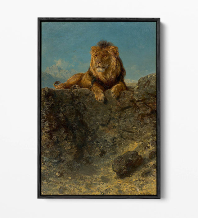 LUDWIG KNAUS, ENTHRONED LION -FLOAT EFFECT CANVAS WALL ART PIC PRINT